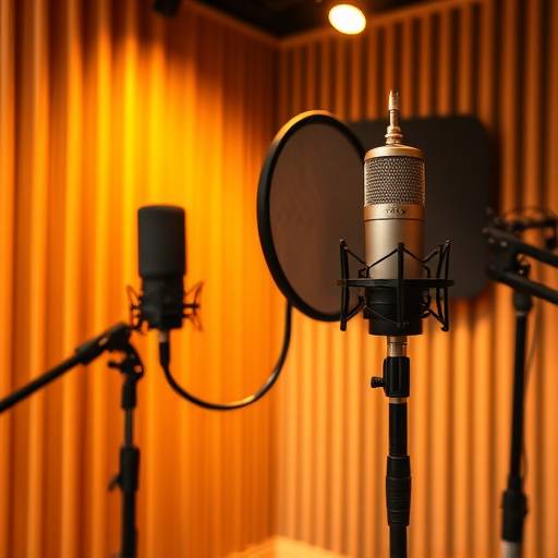 Microphone in a recording studio for vocals