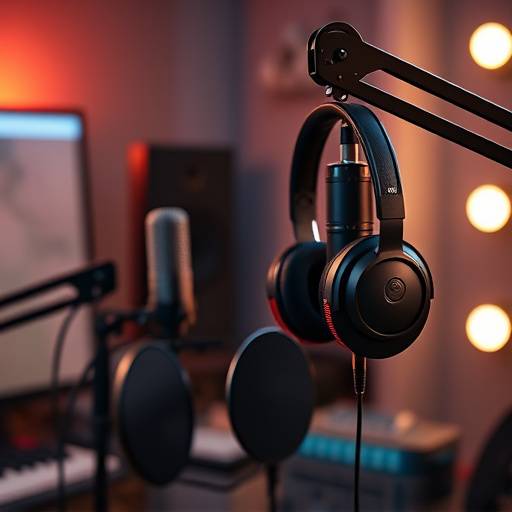 Podcast recording setup in the studio